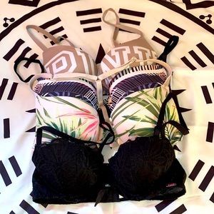 Assortment of PINK bras.  1 size 32A 3 size 34A